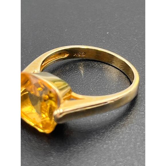 GSK Cushion Cut Citrine Sterling Silver Vermeil Cocktail Ring Sz 7.5 - Picture 6 of 12